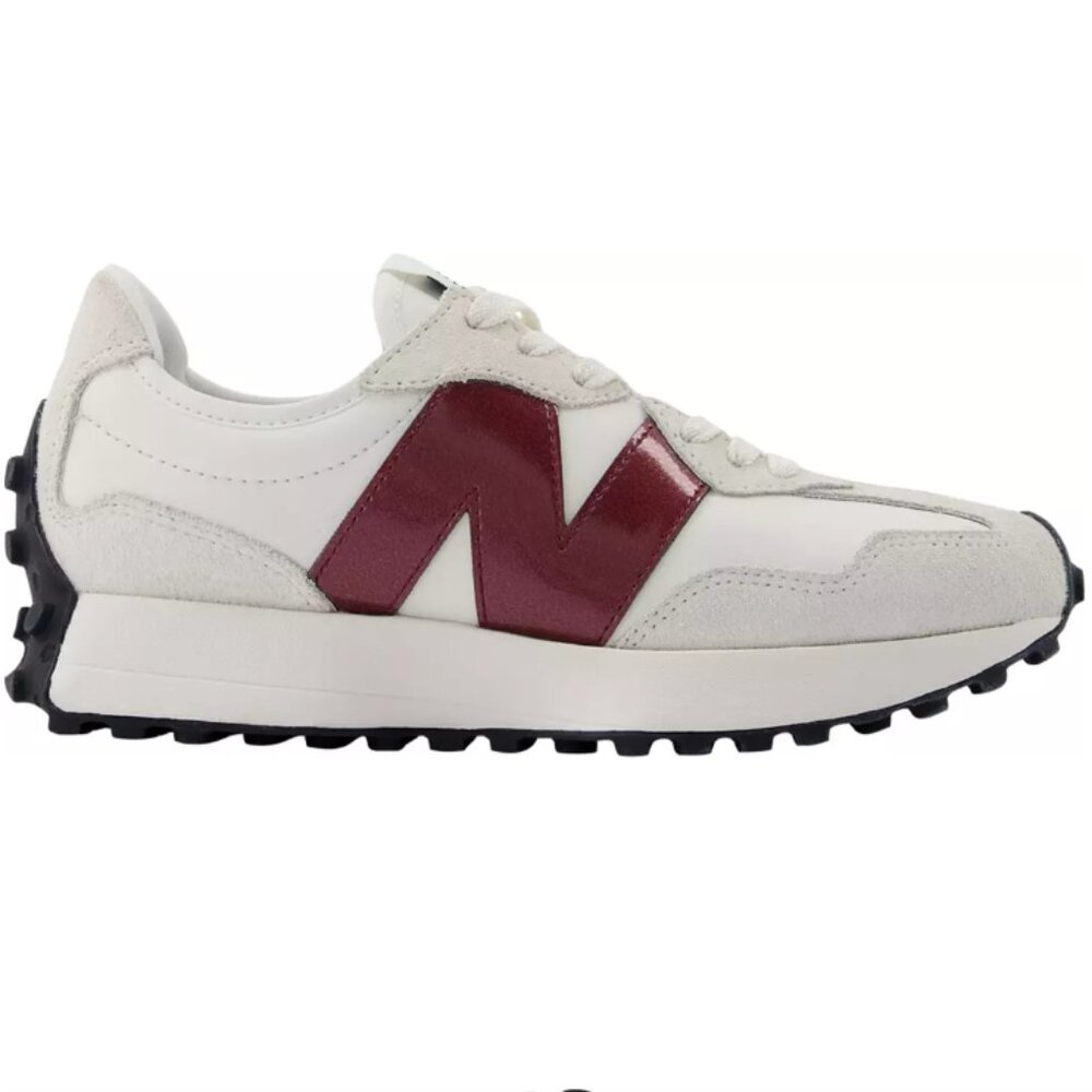 New Balance 327 Women Sneakers Shoes Moonbeam White Burgundy various sizes 💫 - Picture 3 of 11